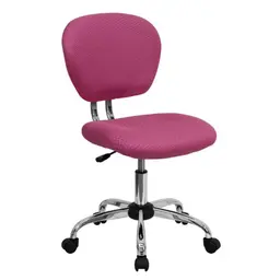 Flash Furniture Drehstuhl mit mittlerer Rückenlehne, verchromtem Fuß, Rosa