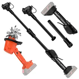 Elektrische Gartenhacke mit Teleskopgriff, 4 Stahlklingen, 10 cm Arbeitsbreite (OHNE AKKU)
