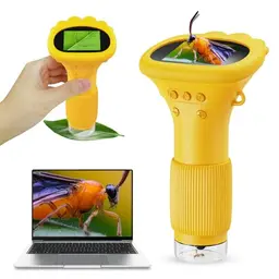 Handy-Mikroskop für Kinder, 200X tragbar, USB-Anschluss, 2,0" Bildschirm - Bildungsgeschenk in Orange