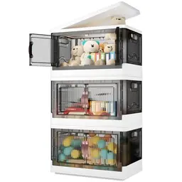 SavvyStor Aufbewahrungsboxen 3er Set, 45 l, faltbare und stapelbare Kunststoffkörbe für Zuhause und Schlafzimmer
