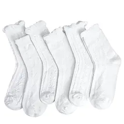 Kaisibum 6 Paar Trachtensocken Damen, Weiße Rüschen Socken für Frauen und Mädchen (Gr. 34-38)