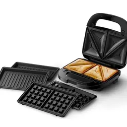 Philips 5000-Serie 3-in-1 Sandwichmaker, schwarz – Waffeln, Paninis, Sandwiches, antihaftbeschichtet, 750W