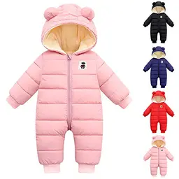 Haokaini Unisex Baby Schneeanzug Warmes Kapuzenoverall für Kleinkinder - Pink, 3-6 Monate