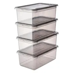 keeeper 4-teiliges Set Aufbewahrungsboxen, 5,6 l, Transparent (Crystal Grey)