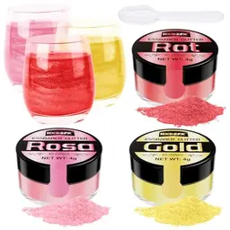 Essbares Glitzer Set - 3 Farben für Getränke, Cocktails, Fondant und Schokolade - 4g