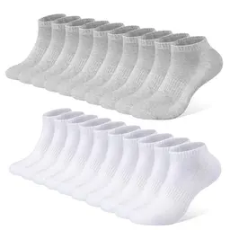 FALARY Sneaker Socken Damen/Herren, 10 Paar, Atmungsaktive Baumwollsocken, Kurzsocken 35-38, Weiß/Grau