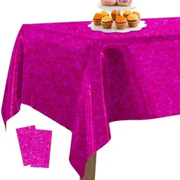 PartyWoo Magenta Tischdecke, 2 Stück, 137 x 274 cm, Abwaschbar, für Geburtstag und Hochzeit