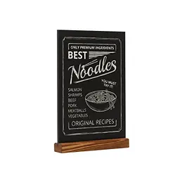 EUROPEL Kreidetafel Tischaufsteller, A4, Hochformat, doppelseitig, mit Kiefernholzsockel, für Marker, ideal für Restaurants & Hotels
