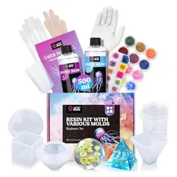 LET'S RESIN Epoxidharz Set für Anfänger, 500ml Gießset mit Formen und Zubehör