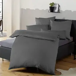 Soifox Bettwäsche 155x220 Anthrazit - Mikrofaser, bügelfrei, knitterfrei, 1 Bettbezug + 1 Kissenbezug 80x80cm