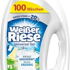 Weißer Riese Universal Gel, 100 Waschladungen – Vollwaschmittel für strahlend saubere Wäsche, 100% recycelbar