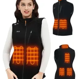 Daiwa Beheizte Fleeceweste für Damen mit Powerbank, 3 Temperaturstufen, 6 Heizzonen