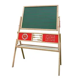 roba drehbare Tafel mit Uhr, magnetischer Maltafel, liniert, ABC, Holz, natur – 150 Zeichen