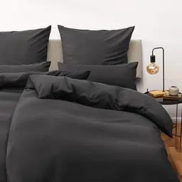 Blumtal Bettwäsche Set 135x200 cm + Kissenbezug 80x80 cm - Atmungsaktive Mikrofaser, Anthrazit