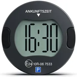 Elektronische Parkscheibe PT01 mit Zulassung, Automatik, digital, 2 Displays, Nachtmodus – Schwarz