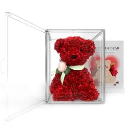 LORESJOY Rosenbär - Handgemachter Teddybär aus Rosen mit Geschenkbox - Perfektes Geschenk für Mama und Frauen