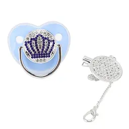 Bling Schnuller-Set mit Schnullerclip, Kristall-Schnuller für Mädchen (Blau, Größe M)
