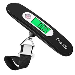 FREETOO Digitale Kofferwaage mit LCD-Anzeige, Hintergrundbeleuchtung, Tare-Funktion, bis 50 kg, Schwarz