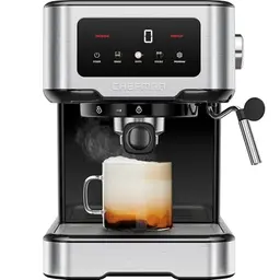 Chefman CraftBrew Siebträgermaschine mit 15-Bar-Pumpe und digitalem Touchscreen - Edelstahl, kompakt mit 1,5L Wassertank