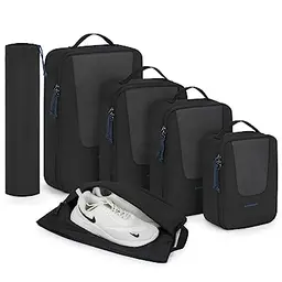 BAGSMART Packing Cubes 6-teilig Koffer Organizer Set - Erweiterbare Packtaschen für Reisen, Schwarz