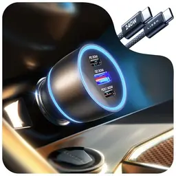 LISEN 170W USB C Zigarettenanzünder KFZ Ladegerät mit 3 Anschlüssen, Schnellladegerät für MacBook Pro, iPhone und Galaxy