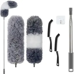 6er Set Teleskop Staubwedel aus Mikrofaser, verstellbar bis 254cm, für hohe Decken und Ventilatoren