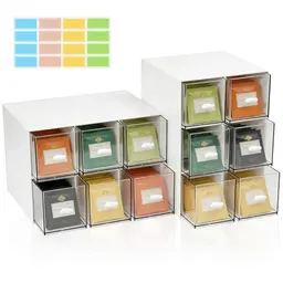 Vunanvu Tee Organizer mit 12 Schubladen für 400 Teebeutel – Weiße Teebox