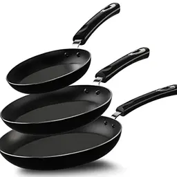 KICHLY Antihaft-Bratpfannenset, 3-teilig, 20cm, 24cm, 28cm, schwarz