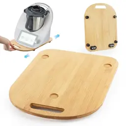 Gleitbrett für Thermomix TM6/TM5 – Holzbrett mit Rollen und Handgriff für einfaches Bewegen