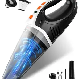 Akku Handstaubsauger Kabellos mit 2 Geschwindigkeitsmodi - Tragbarer Mini Staubsauger mit LED für Zuhause und Auto