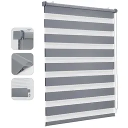 Sekey Doppelrollo Klemmfix 40x100cm Grau, Sonnenschutz für Fenster