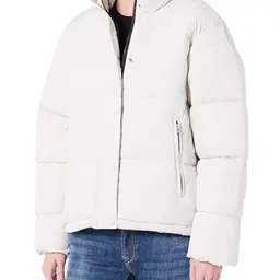 Replay Damen Steppjacke mit Stehkragen, Butter White, XS
