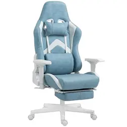 HOMCOM Gamingstuhl mit Liegefunktion, ergonomischer Schreibtischstuhl, höhenverstellbar, Blau