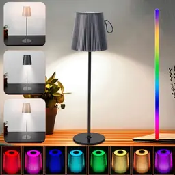 Kabellose dimmbare LED Tischleuchte mit USB-Akku, IP54 wasserdicht, RGB & 3000K Licht für Innen & Außen