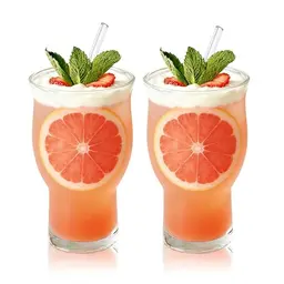 YASHIIN 2er-Set Weithals-Glastrinker mit Deckeln & Glasstrohhalmen – Ideal für Eiskaffee, Smoothies, Säfte & Cocktails