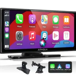 APHQUA 2025 10.26" Apple Carplay & Android Auto Display – Tragbares IPS Touchscreen mit GPS Navigation und Bluetooth