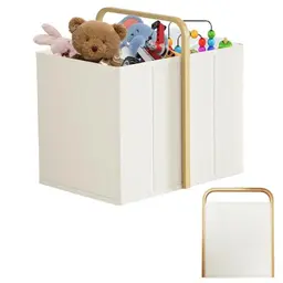 Faltbarer Wäschekorb mit Henkel, Cremeweiß, platzsparend, für Schlafzimmer und Wäsche