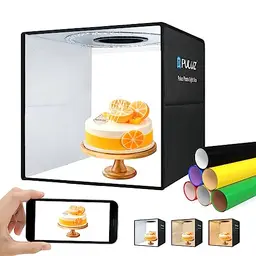 PULUZ Fotobox 40x40cm mit LED-Lichtring, dimmbar, 12 Hintergründe für professionelle Produktfotografie