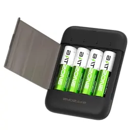 BATZONE 4er Set AA Lithium Batterie, Wiederaufladbar mit Aufbewahrungsbox