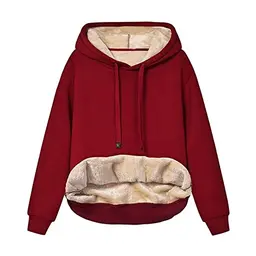 Hoodie Damen Fleece Pullover mit Kapuze, Winter Warm, Kuscheliges Innenfutter, Casual & Sportlich, Langarmshirt