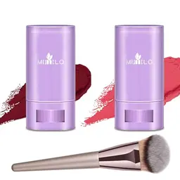 BeauFairy Creme Blush Stick, 3 Stück, Mattes Rouge für Wangen und Lippen, Natürliche Farbe, Leicht zu Mischen