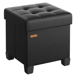 SONGMICS Sitzhocker mit Stauraum, klappbare Sitzbank für Wohnzimmer und Schlafzimmer, Schwarz