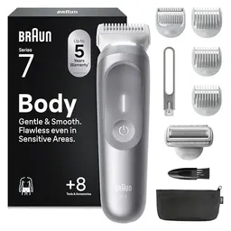 Braun Bodygroomer Series 7, kabelloser Herren-Körperrasierer, BG7555, wasserfest, mit 8 Zubehörteilen und Etui