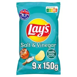 Lay's Salt & Vinegar – Knusprige Kartoffelchips für die Party (9 x 150 g)