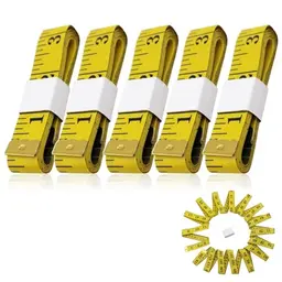 Präzises 5er Set Maßband 2m, Doppelskala, Ideal für Nähen und Körpermessungen, Gelb