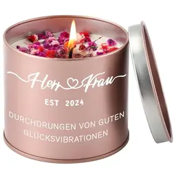 PRSTENLY Hochzeitsgeschenk für Brautpaar - Duftkerze für Frauen, Verlobungsgeschenk und Jahrestagsgeschenk