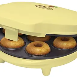 Bestron Mini Donut Maker Retro Design, für 7 Donuts, mit Antihaftbeschichtung, 700 Watt, Gelb