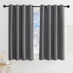 KGORGE Verdunklungsvorhänge Grau 145 x 140 cm - Blickdichtes 2er Set für Schlafzimmer