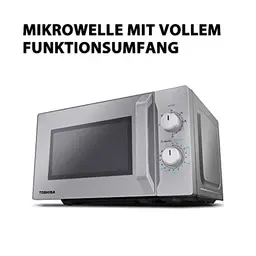 Toshiba Solo-Mikrowelle 20L, Freistehend, 800W, 5 Stufen, Auftaufunktion, LED-Beleuchtung, Silber