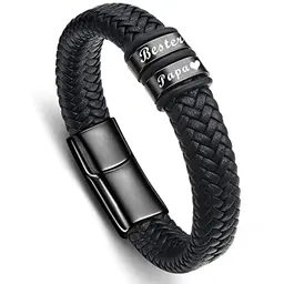Vatertagsgeschenk für Papa - Graviertes Lederarmband 'Bester Papa'